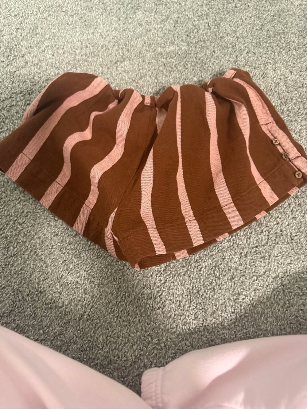 NWT Free People Brown and Pink Striped High-Waist Shorts